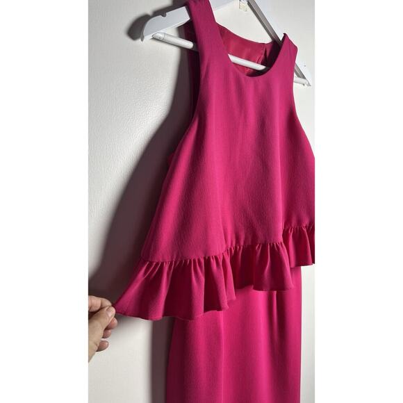 Trina Turk Size 6‎ Hot Pink Sleeveless Ruffle Open Back Crepe Formal Dress NEW - Picture 6 of 14